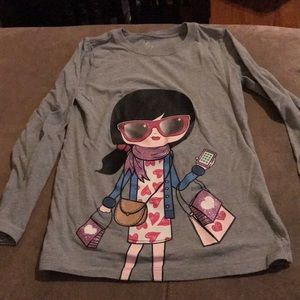 Long sleeved grey graphic T-shirt